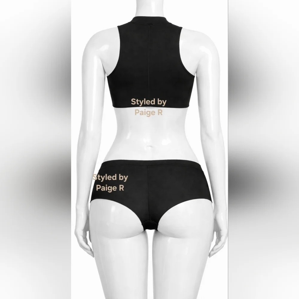 💕NWT SKIMS Sporty Scuba Wetsuit Swim Top + Hipster Swimsuit Set Black ONYX 3X